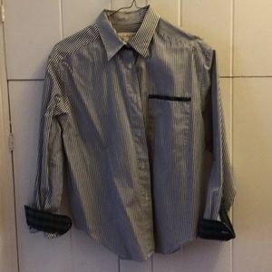 Talbots navy & white long sleeve shirt